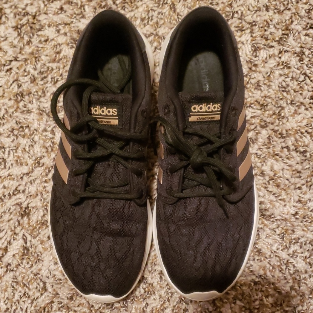 Black and Rose Gold Adidas Neo Cloud Foam Sneakers